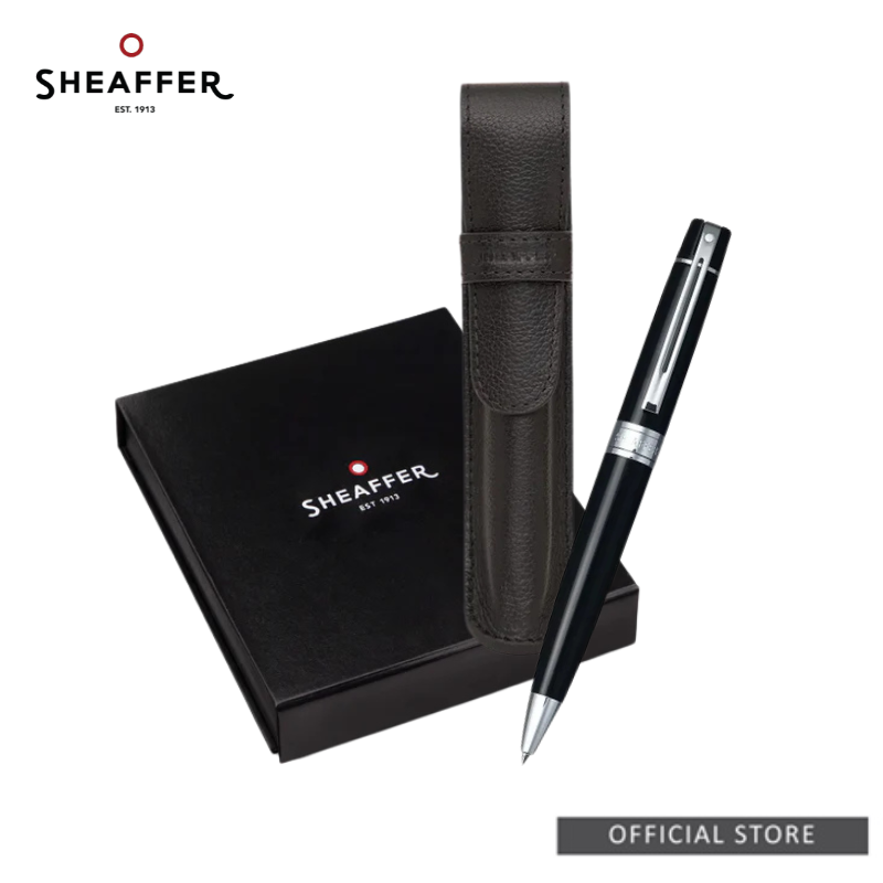 Sheaffer® 300 Ballpoint Pen Glossy Black With Pen Pouch Gift