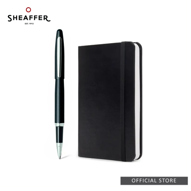 Sheaffer® VFM Rollerball With A6 Notebook Gift Set - Chrome/Neon Blue/Matte Black